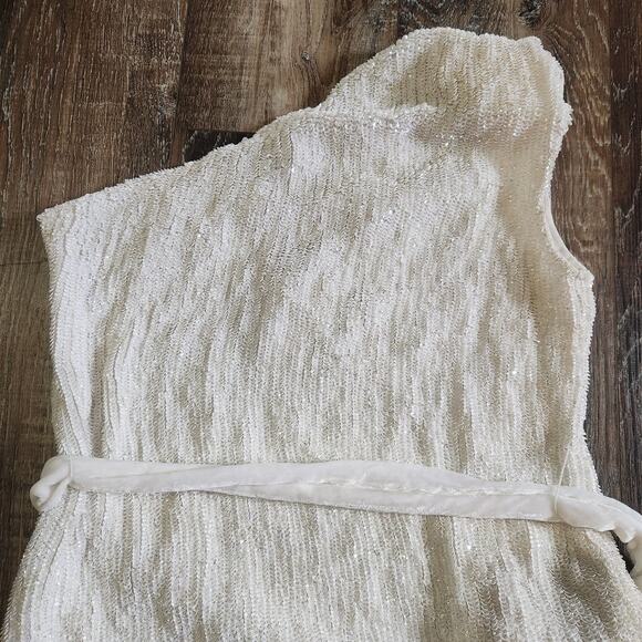 Retrofete Ella Sequin Dress in Moonglow White One Shoulder Size XXS NWT - Picture 7 of 11